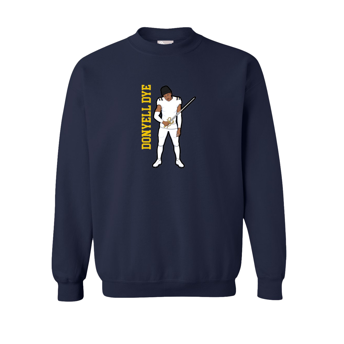 Fleece Crew — Name Vertical in Navy