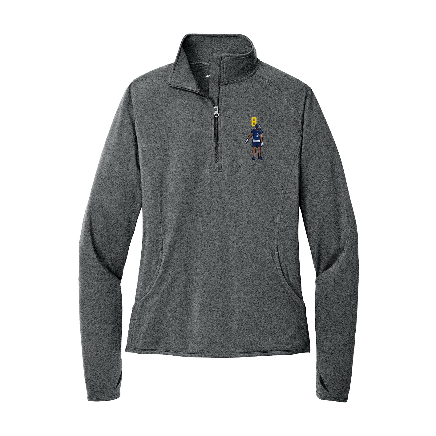 Women's Q-Zip Pullover — Number Top in Grey