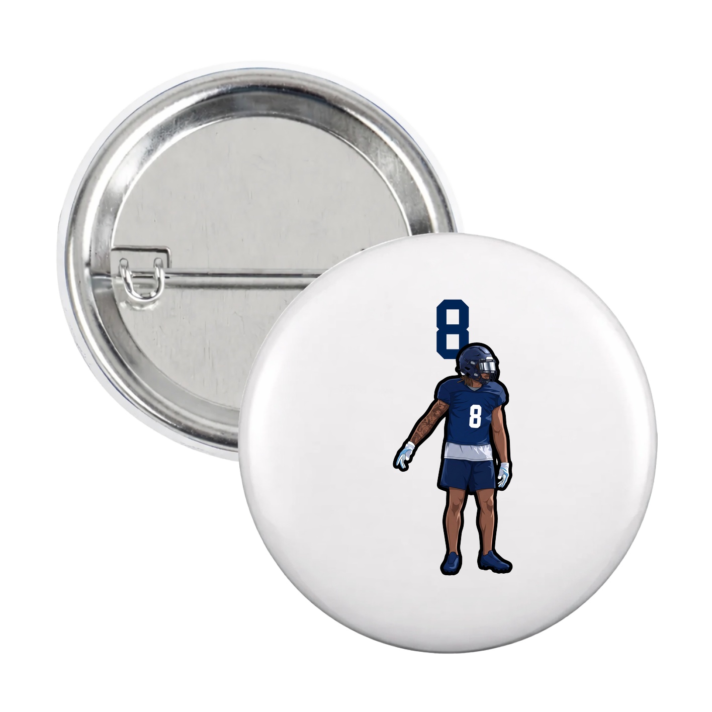 Game Day Button — Number Top in White