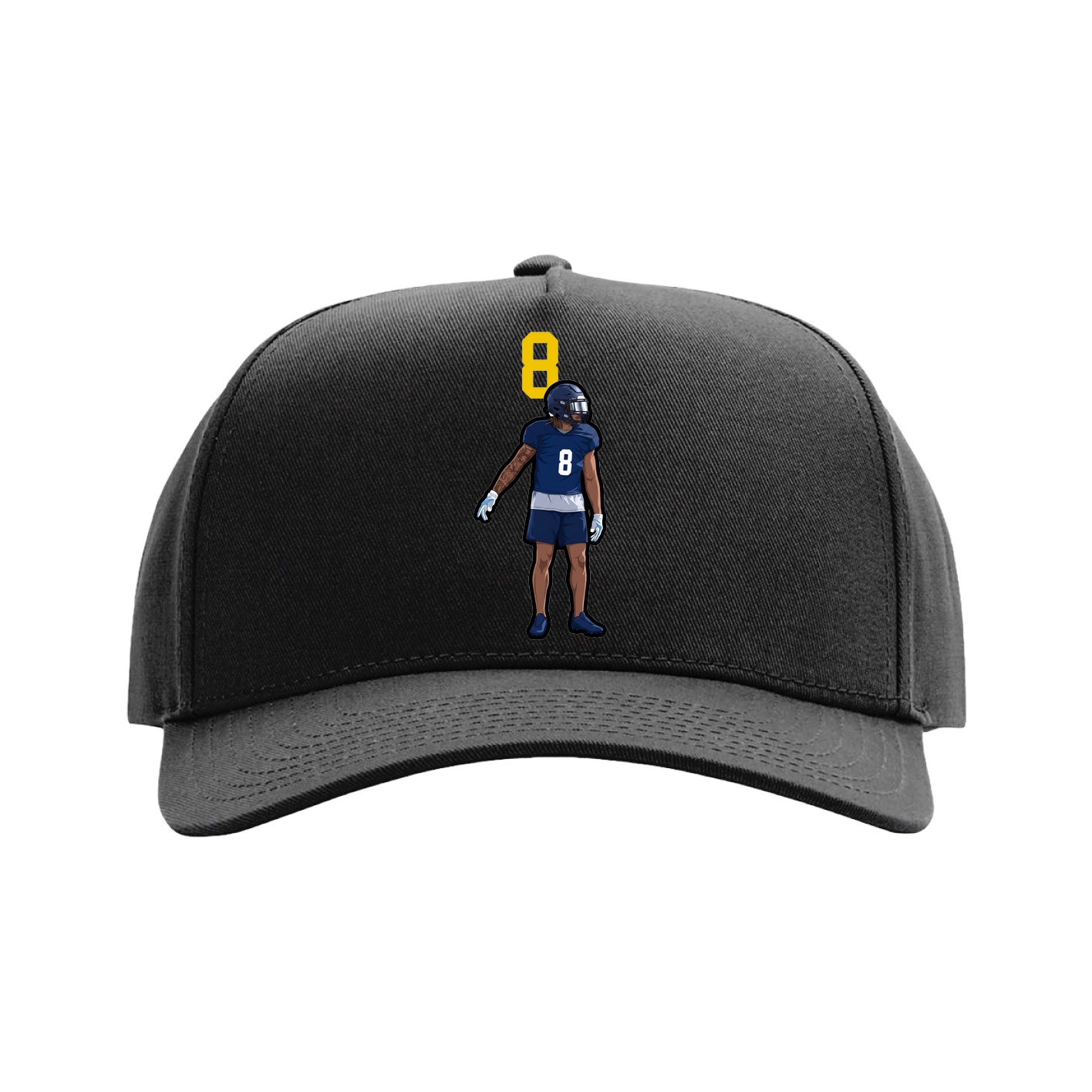 Full Fabric Five-Panel Champ Cap — Number Top in Black