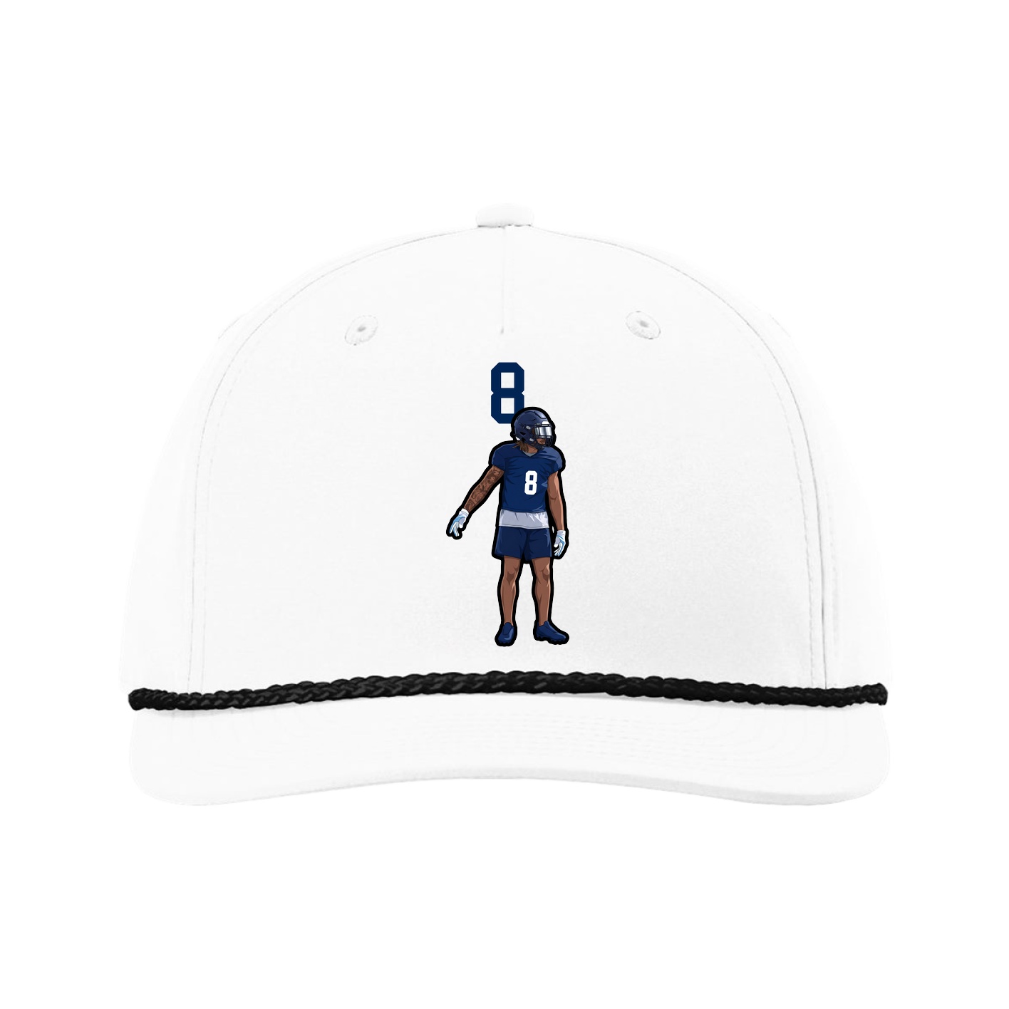 Five-Panel Classic Rope Cap — Number Top in White
