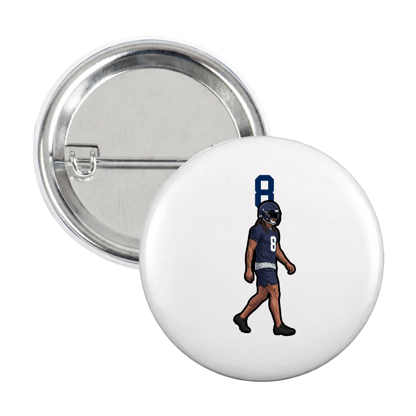Game Day Button — Number Top in White
