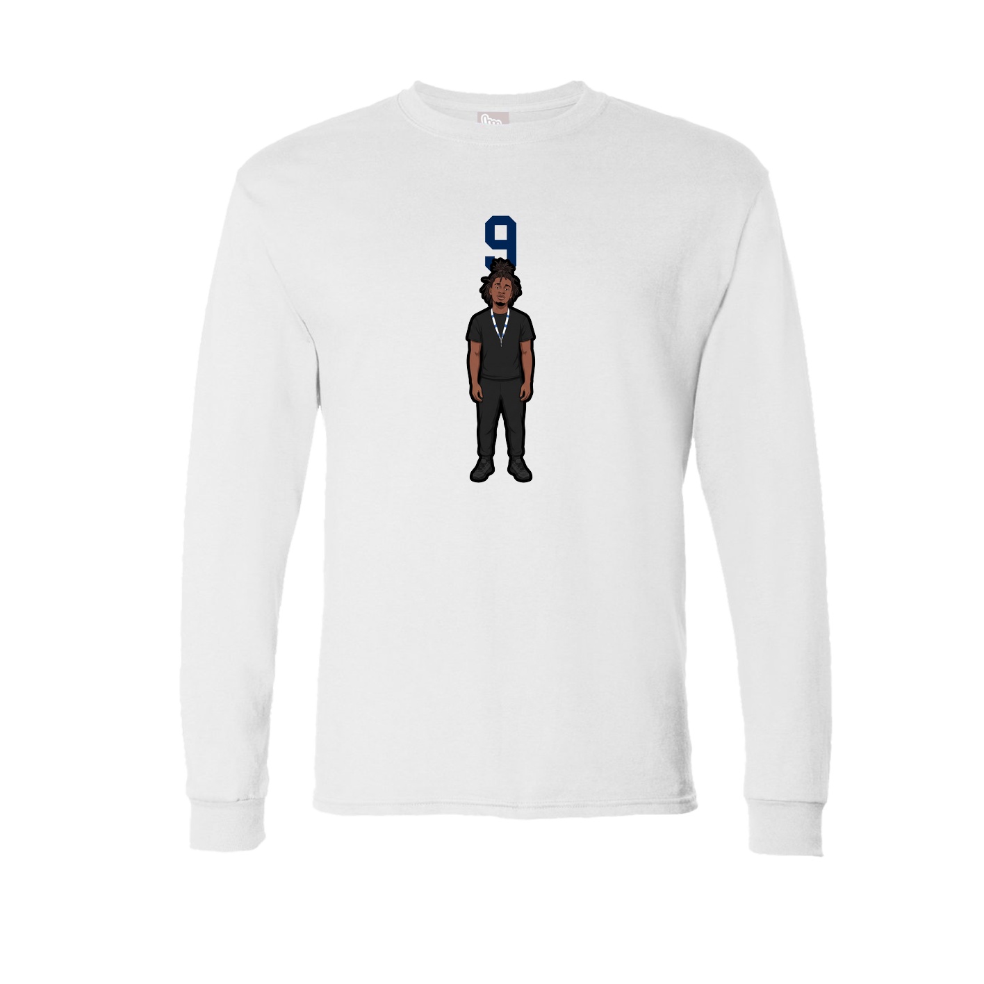 Long Sleeve Tee — Number Top in White