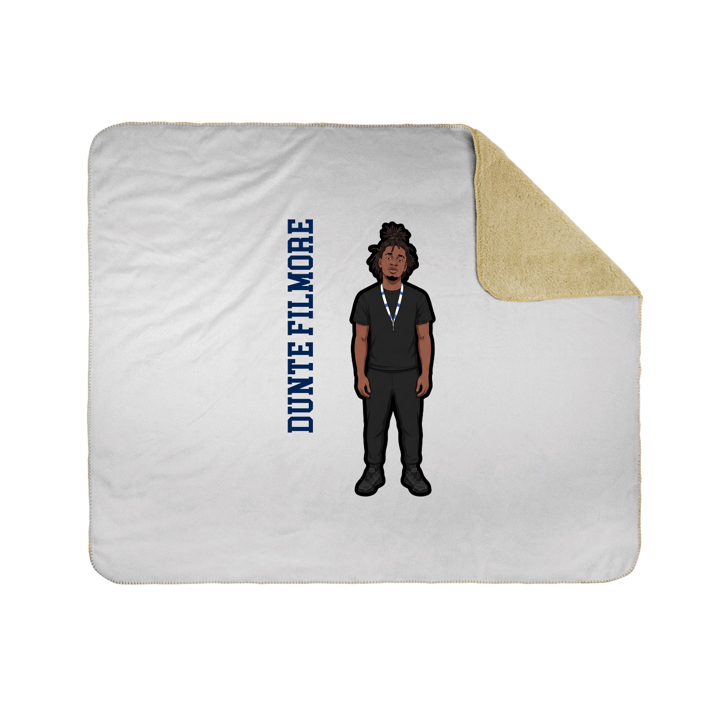 Throw Blanket — Name Vertical in White