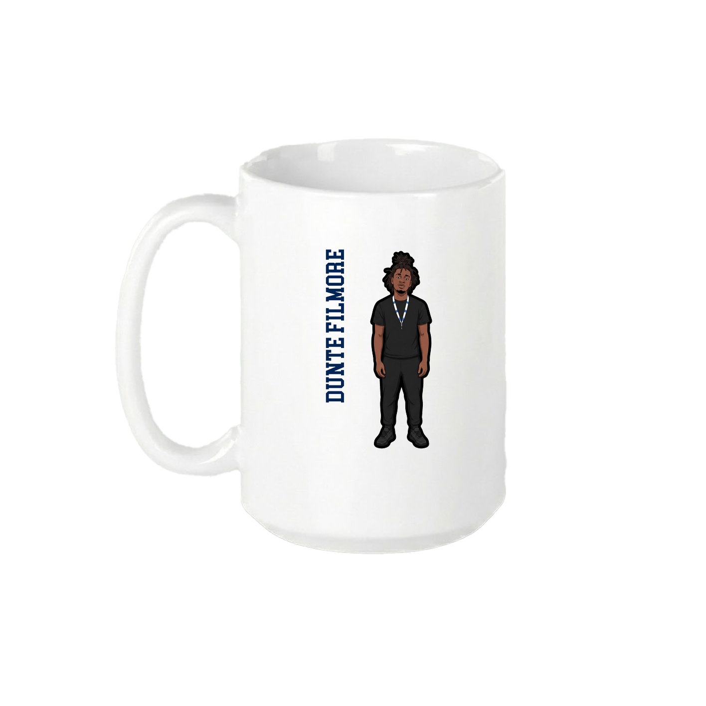 15oz Coffee Mug — Name Vertical in White