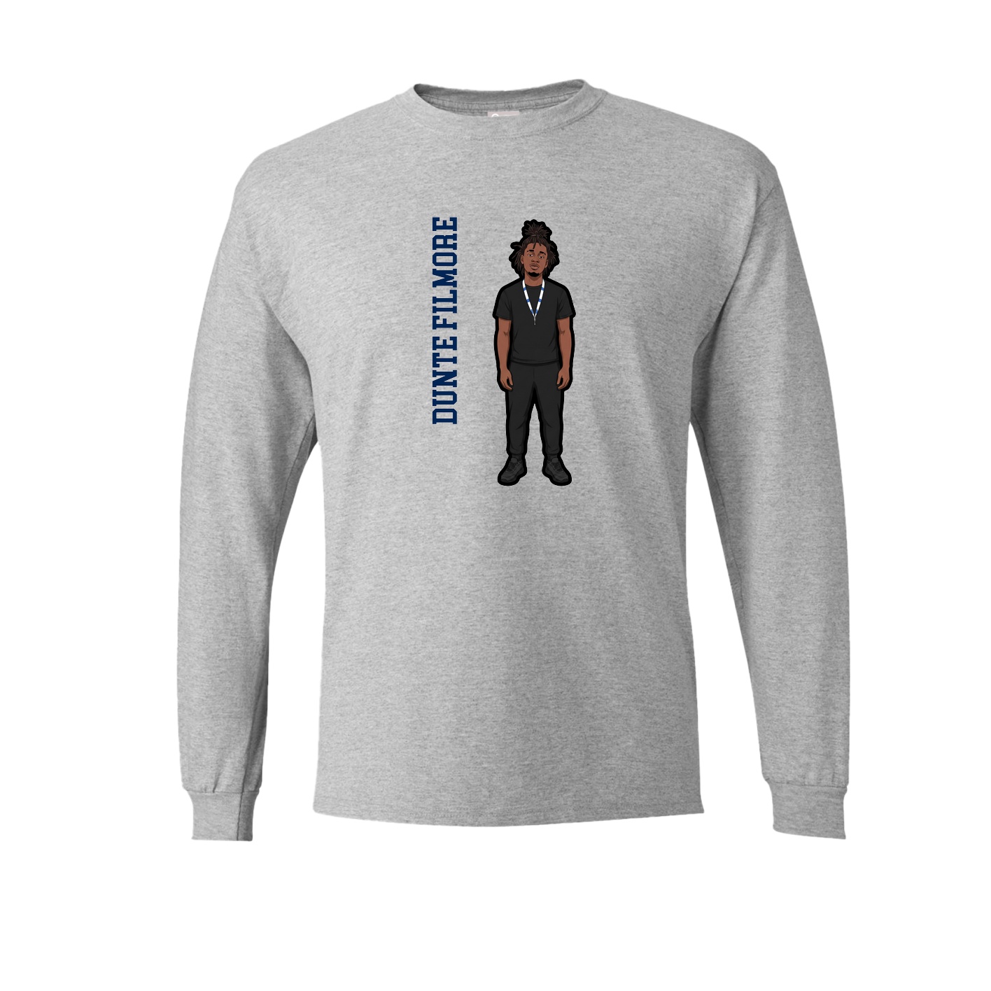 Long Sleeve Tee — Name Vertical in Grey