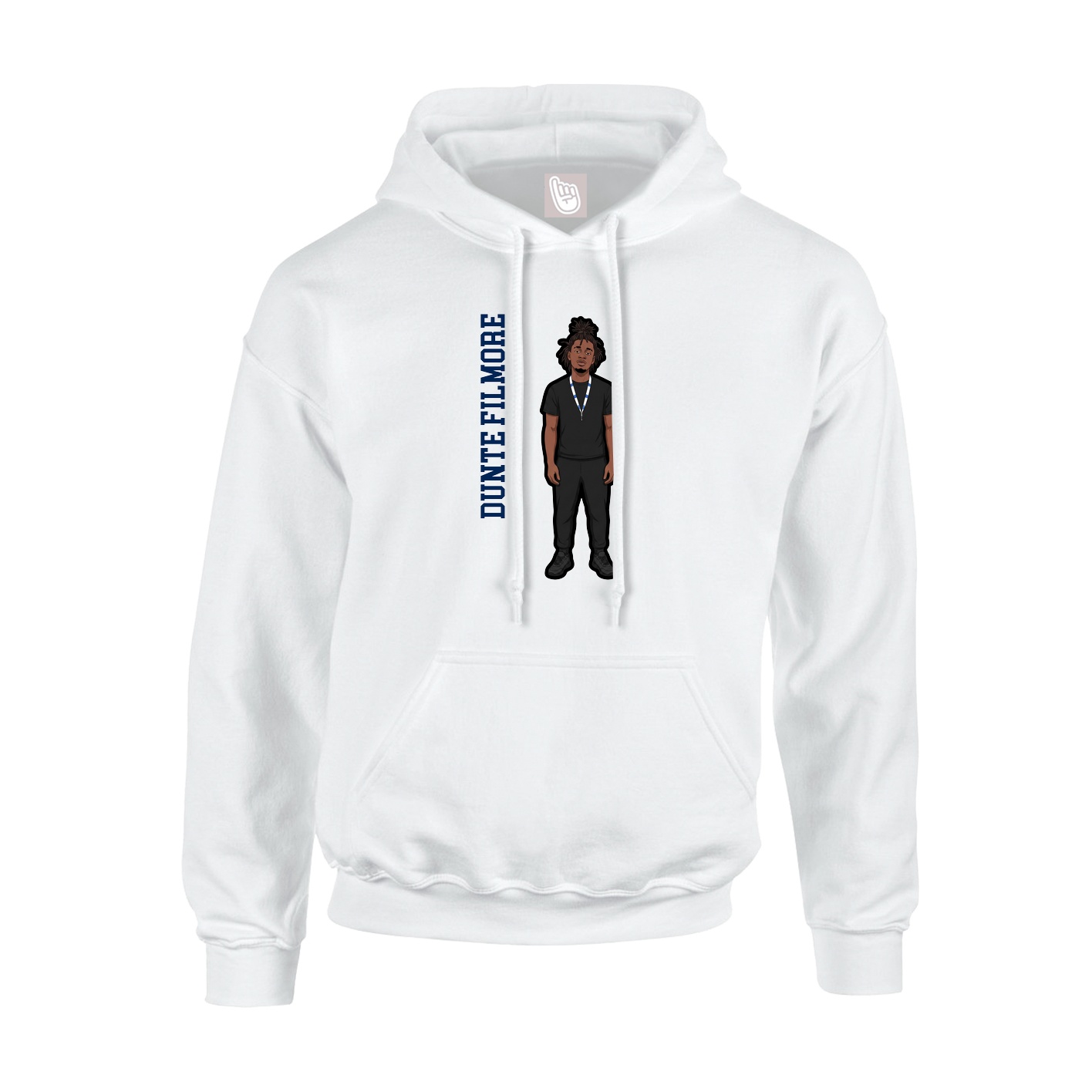 Youth Hoodie — Name Vertical in White