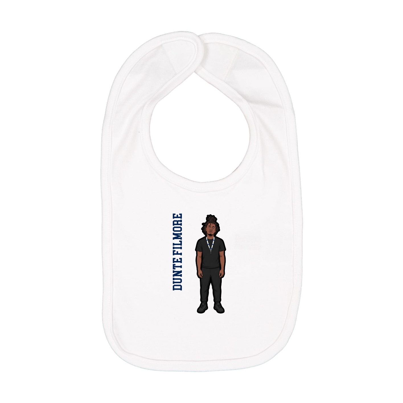Infant Bib — Name Vertical in White