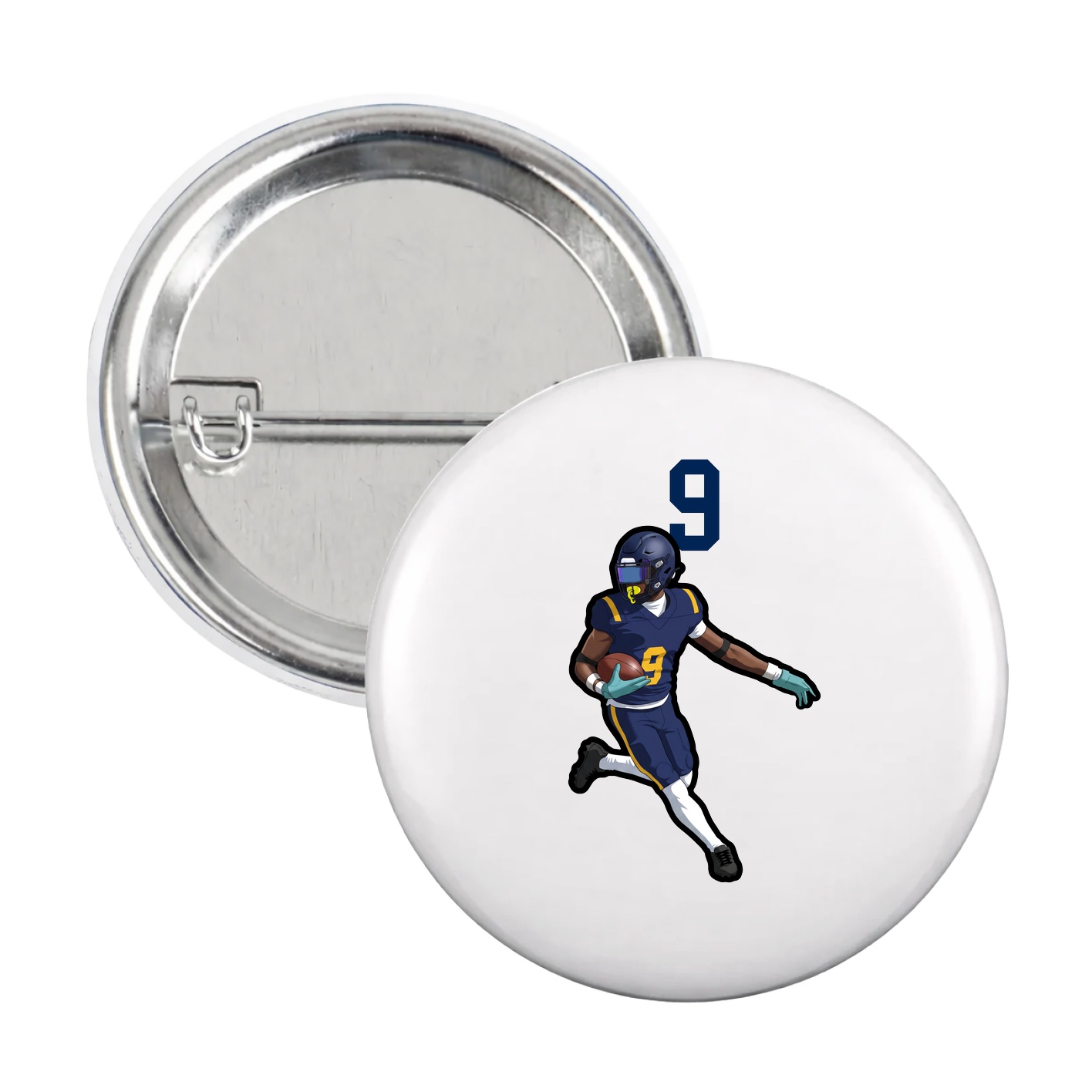 Game Day Button — Number Top in White