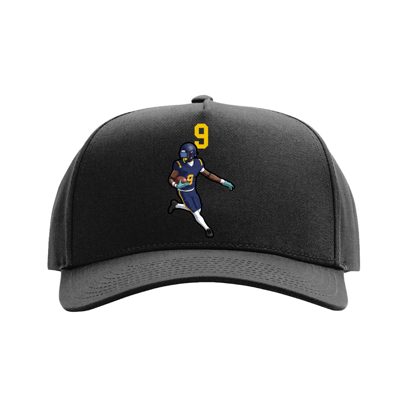 Full Fabric Five-Panel Champ Cap — Number Top in Black