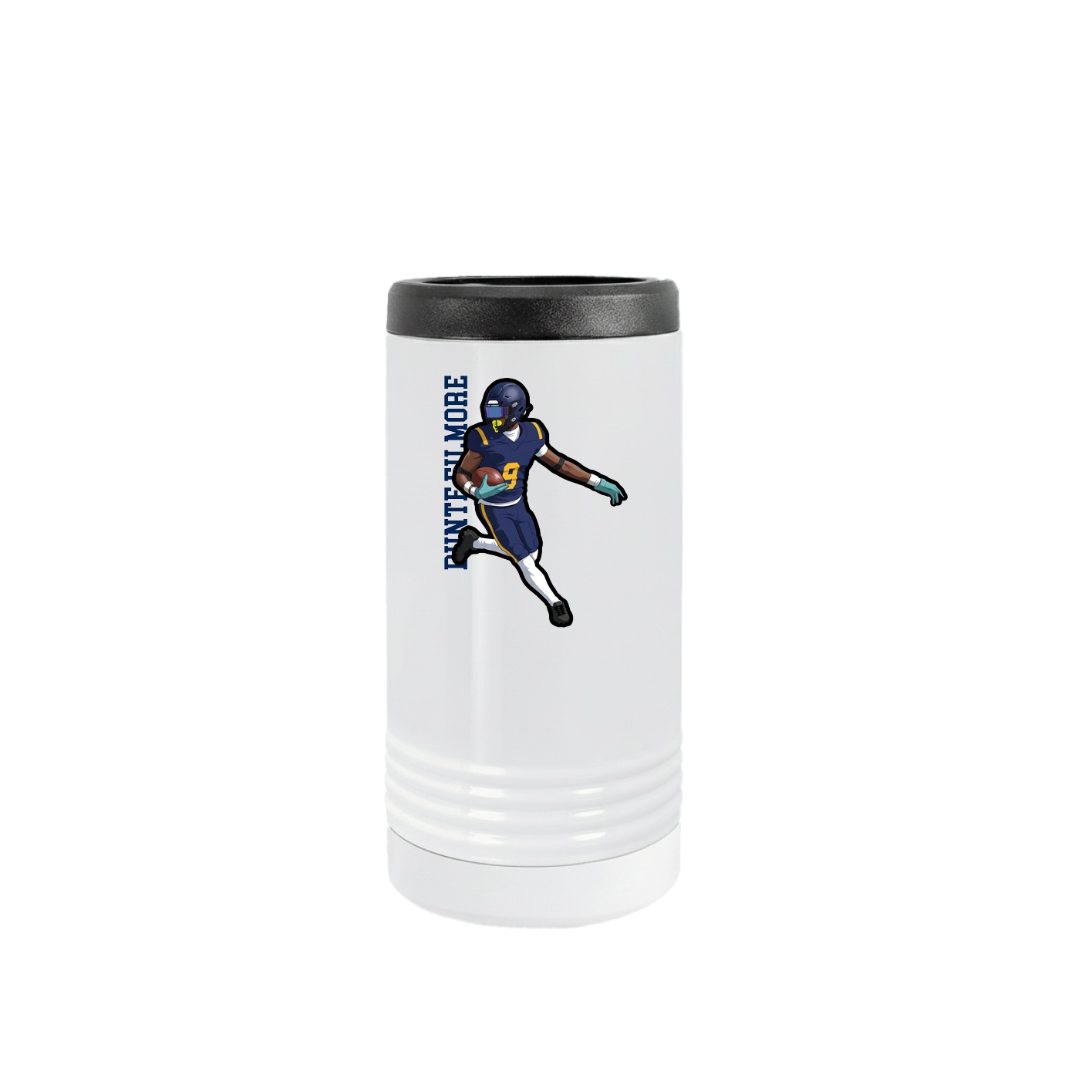 Slim Beverage Holder — Name Vertical in White