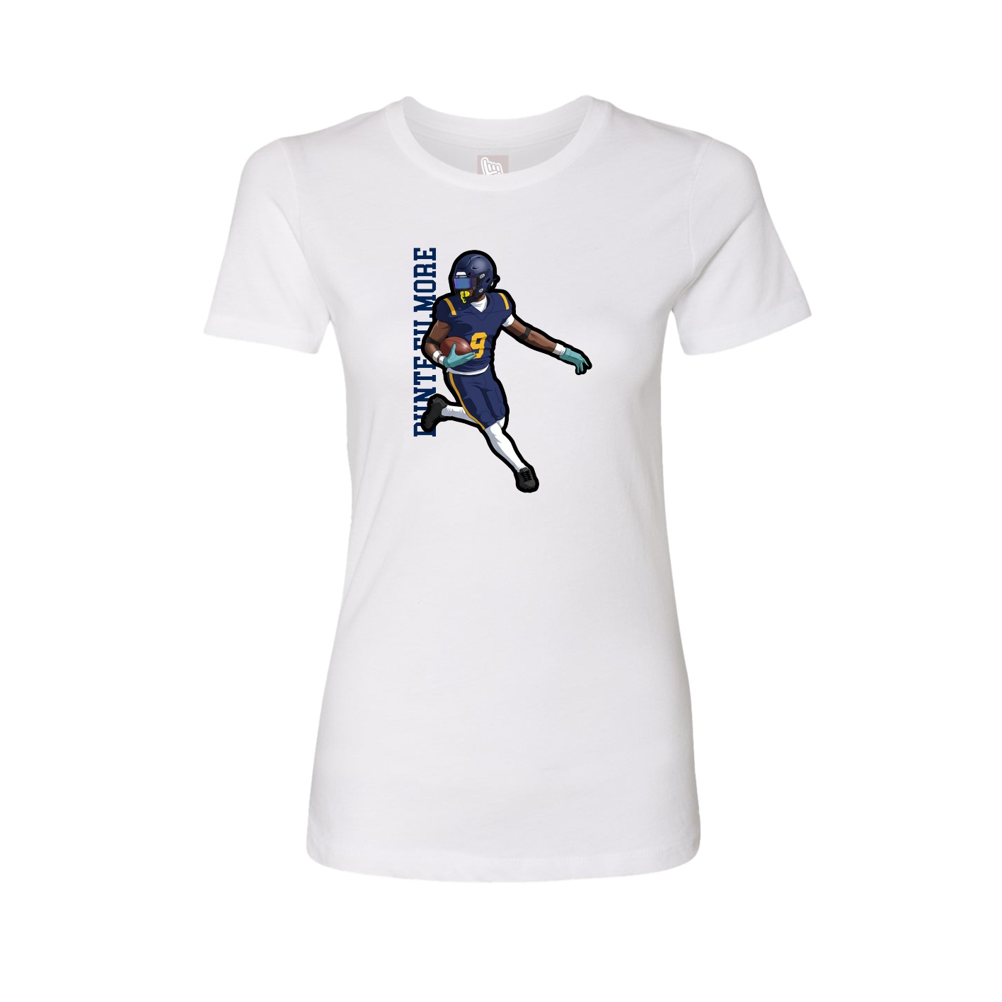 Fitted Women's Tee — Name Vertical in White
