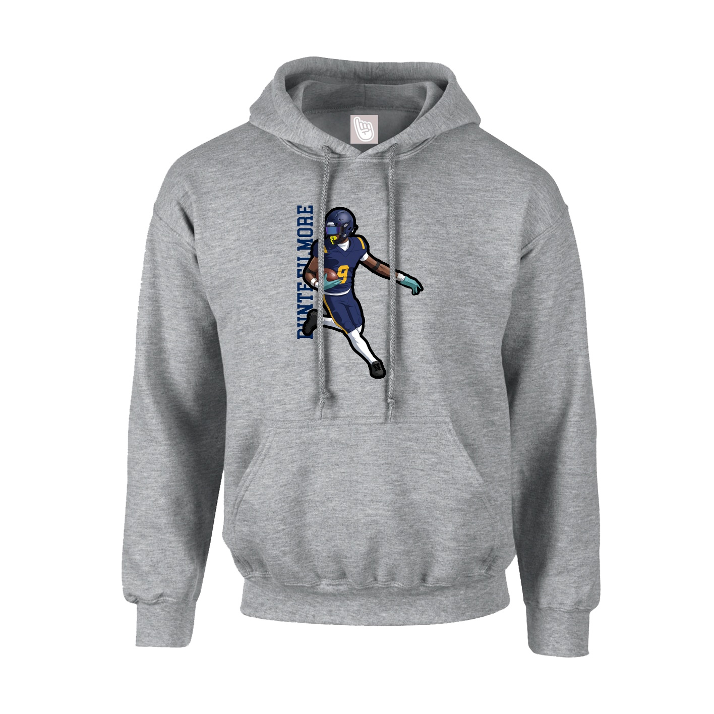 Hoodie — Name Vertical in Grey