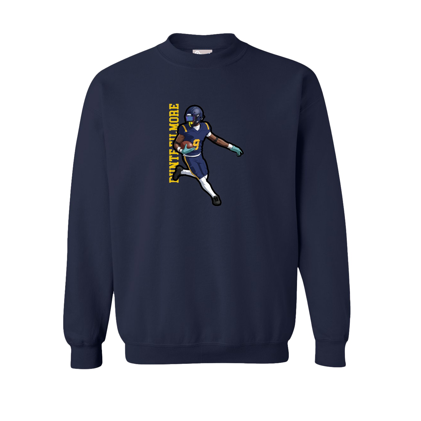 Fleece Crew — Name Vertical in Navy