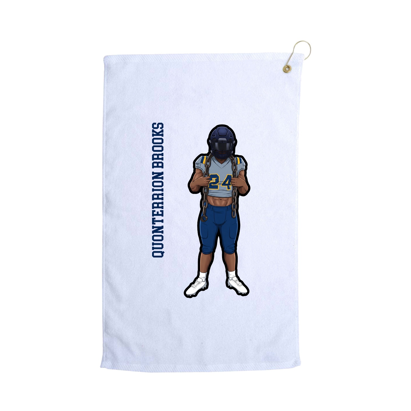 Golf Towel — Name Vertical in White