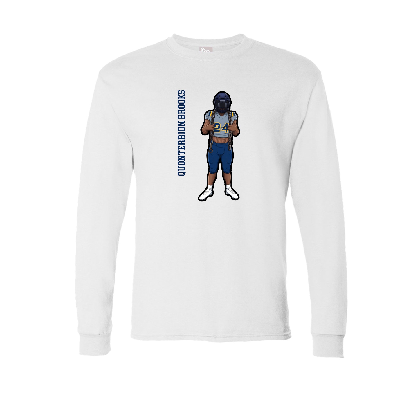 Long Sleeve Tee — Name Vertical in White