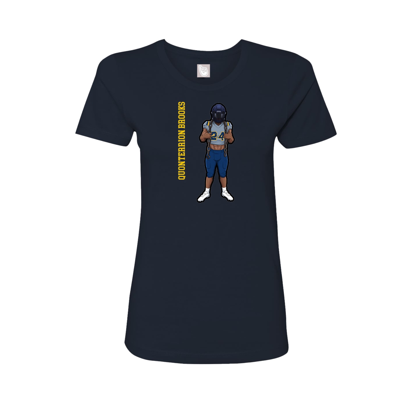 Womens Tee — Name Vertical in Navy