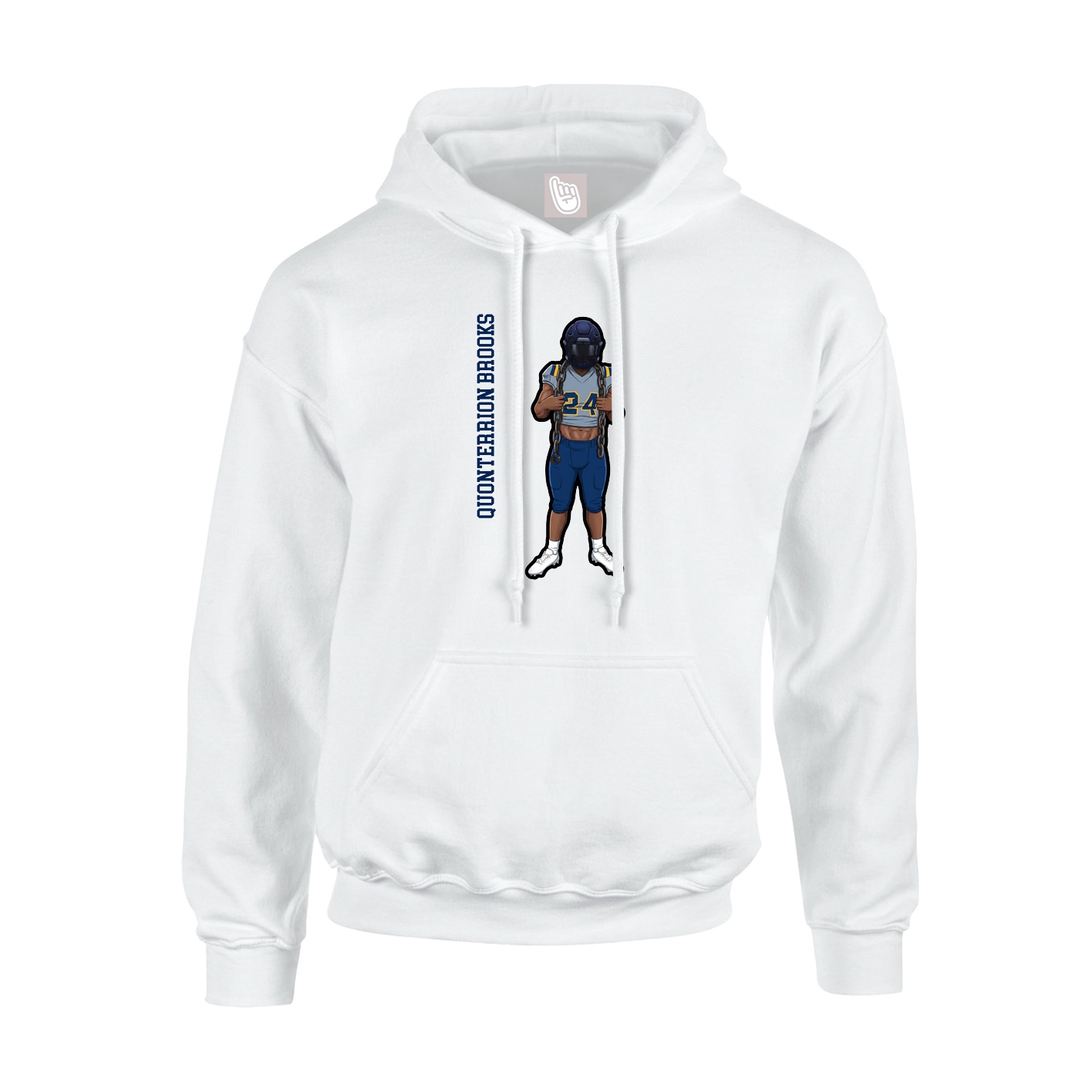 Youth Hoodie — Name Vertical in White