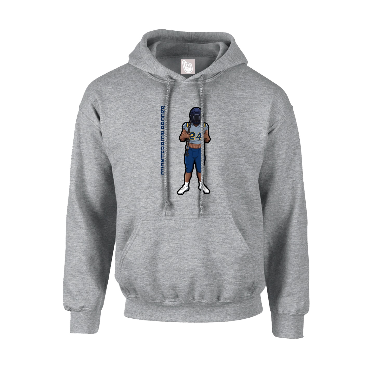 Youth Hoodie — Name Vertical in Grey