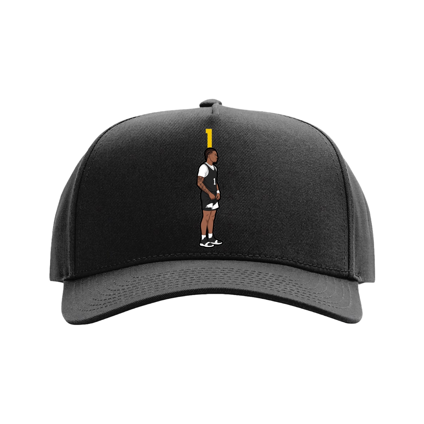 Full Fabric Five-Panel Champ Cap — Number Top in Black