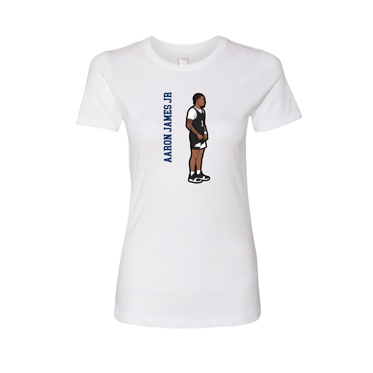 Fitted Women's Tee — Name Vertical in White