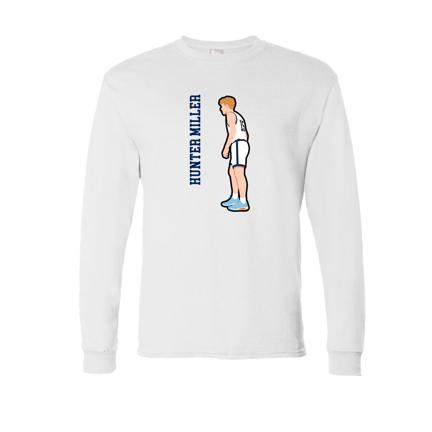 Long Sleeve Tee — Name Vertical in White