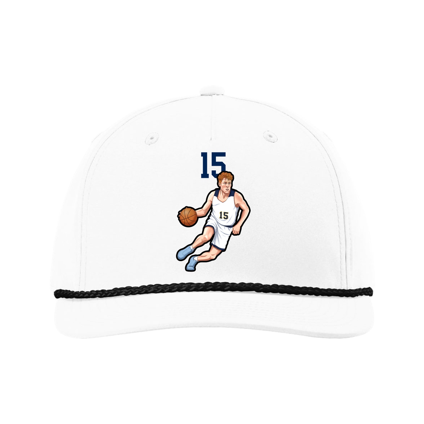Five-Panel Classic Rope Cap — Number Top in White