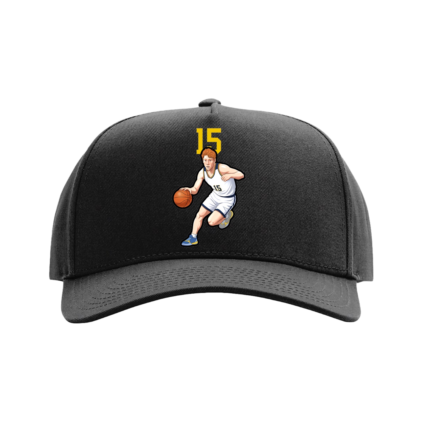 Full Fabric Five-Panel Champ Cap — Number Top in Black