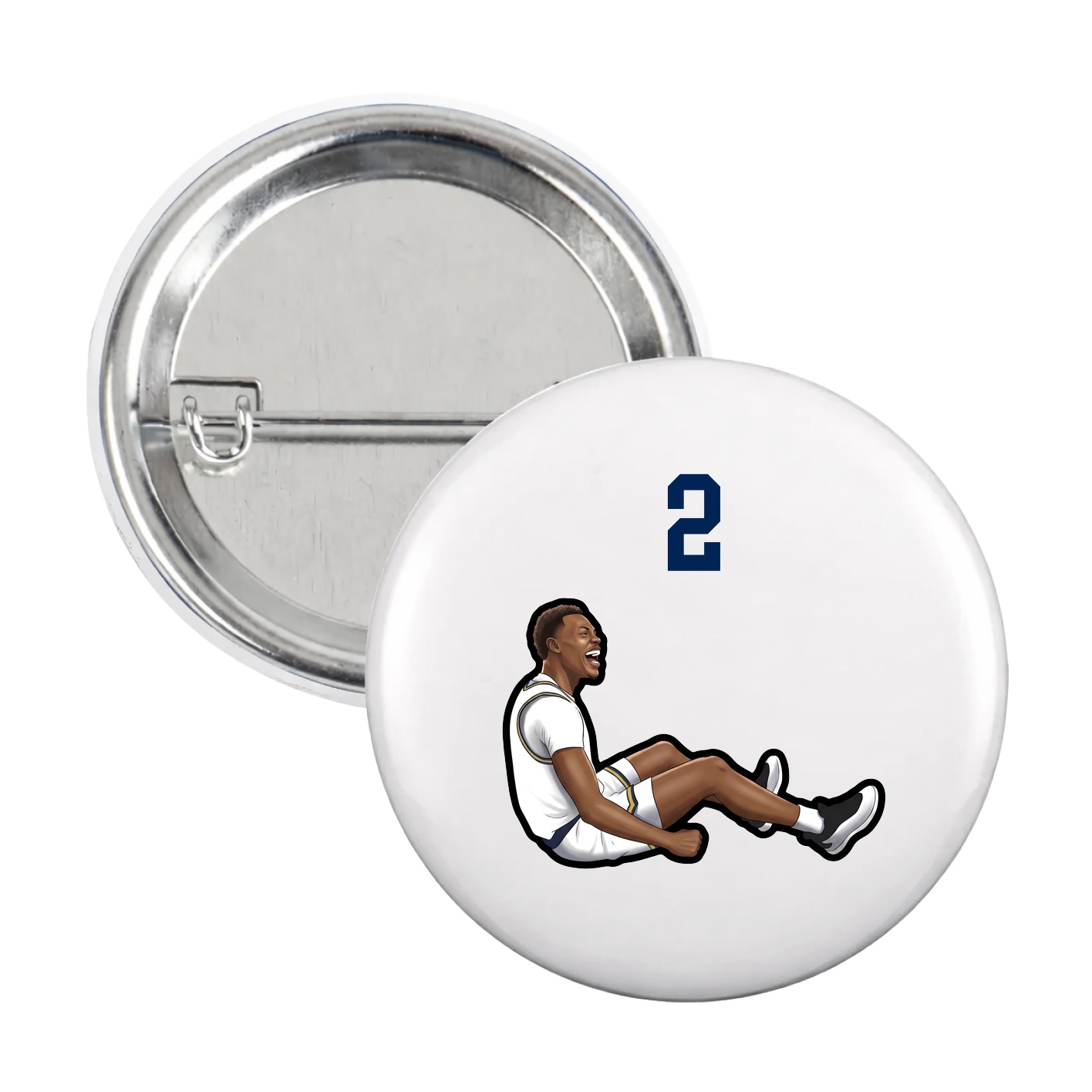 Game Day Button — Number Top in White