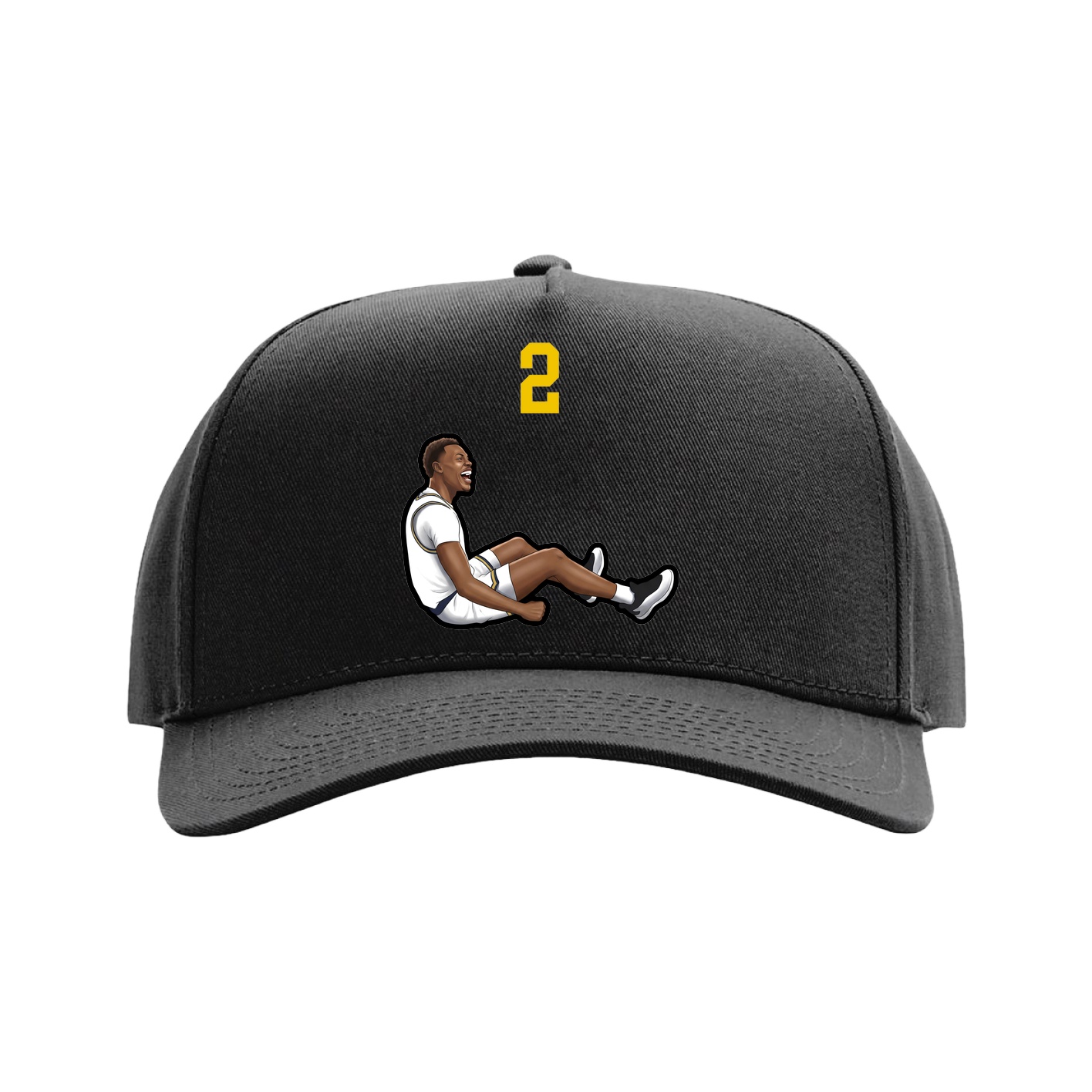 Full Fabric Five-Panel Champ Cap — Number Top in Black