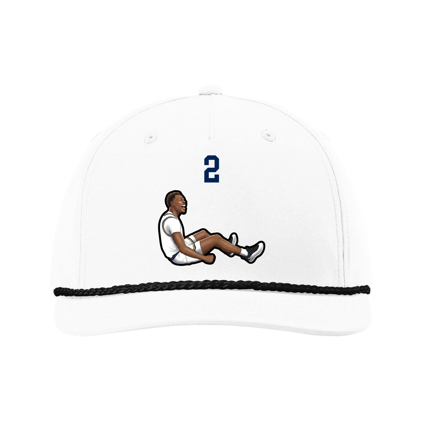 Five-Panel Classic Rope Cap — Number Top in White
