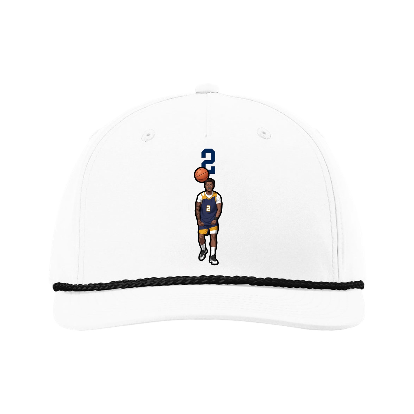 Five-Panel Classic Rope Cap — Number Top in White