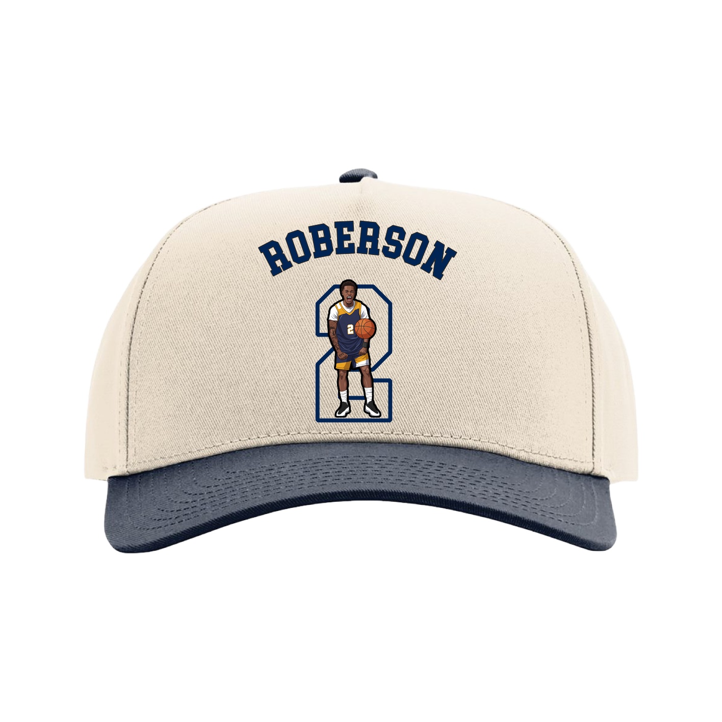 Full Fabric Five-Panel Champ Cap — Shirsey Arch in Cream/Navy