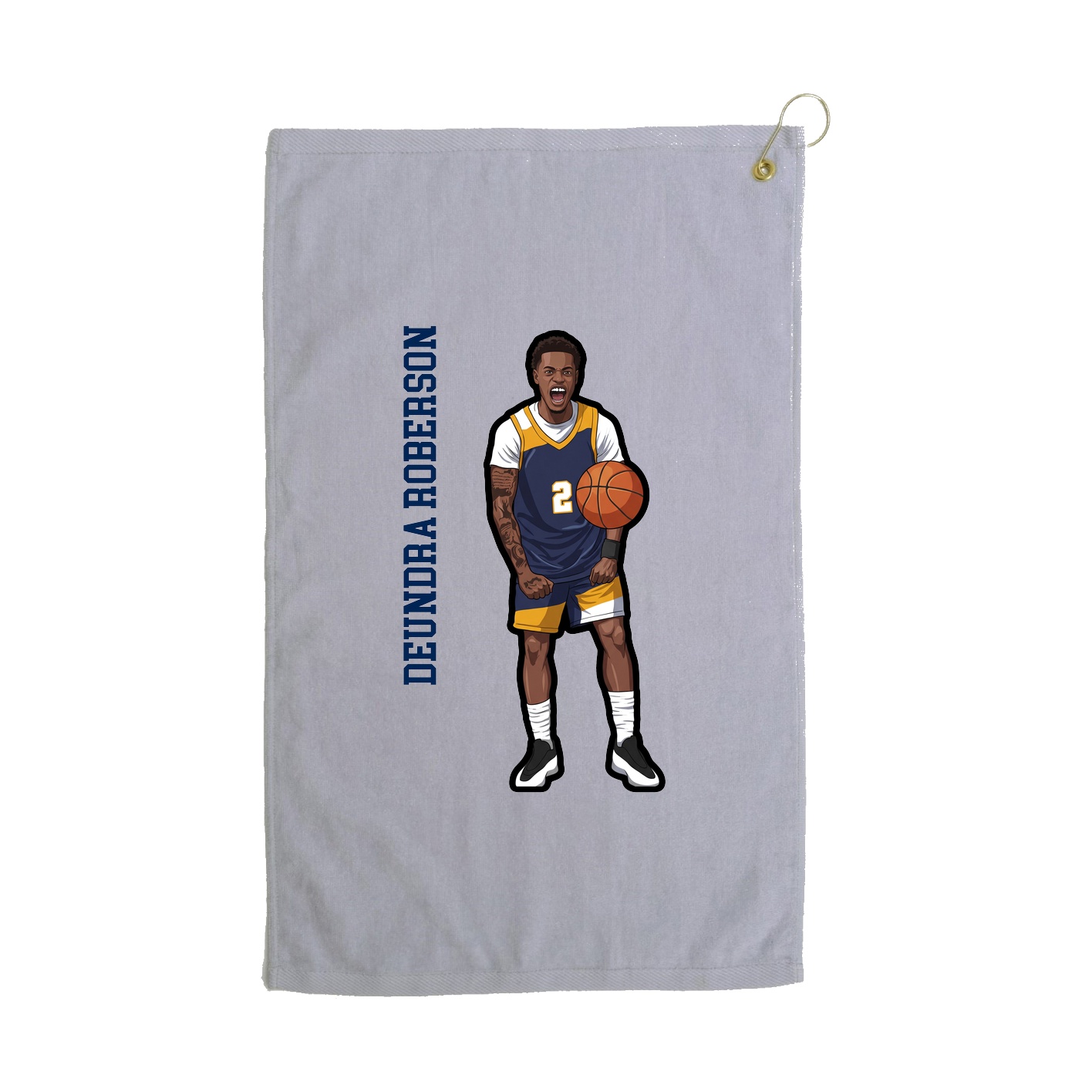 Golf Towel — Name Vertical in Grey
