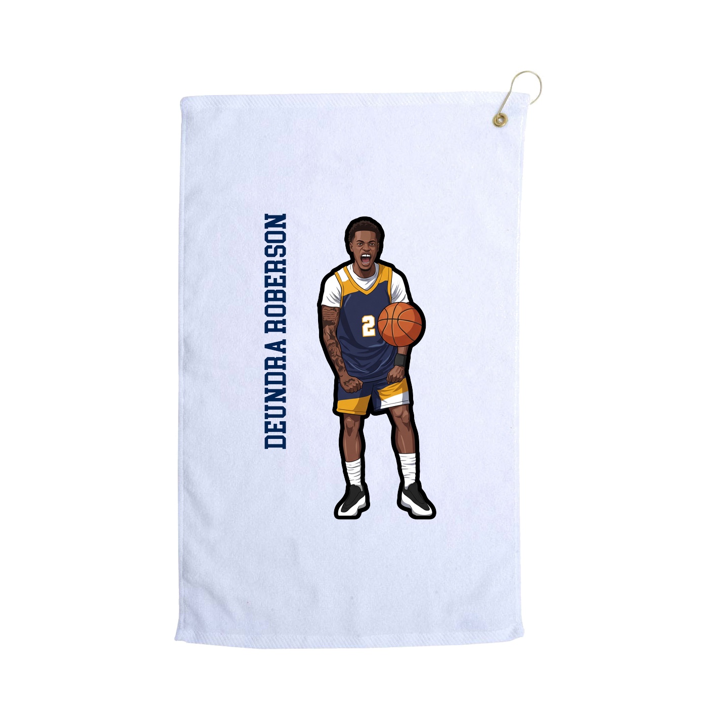Golf Towel — Name Vertical in White