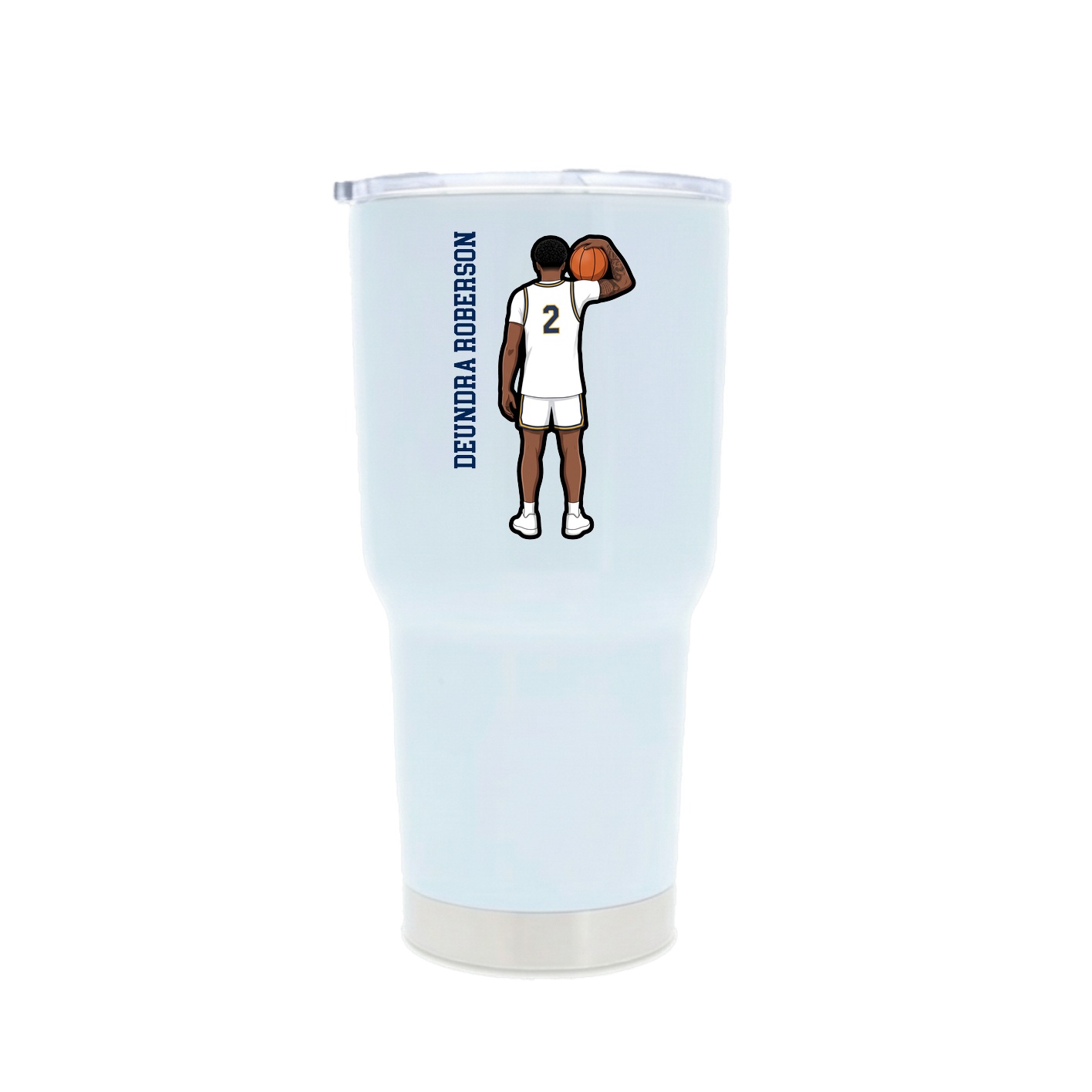 30oz Stainless Steel Tumbler — Name Vertical in White