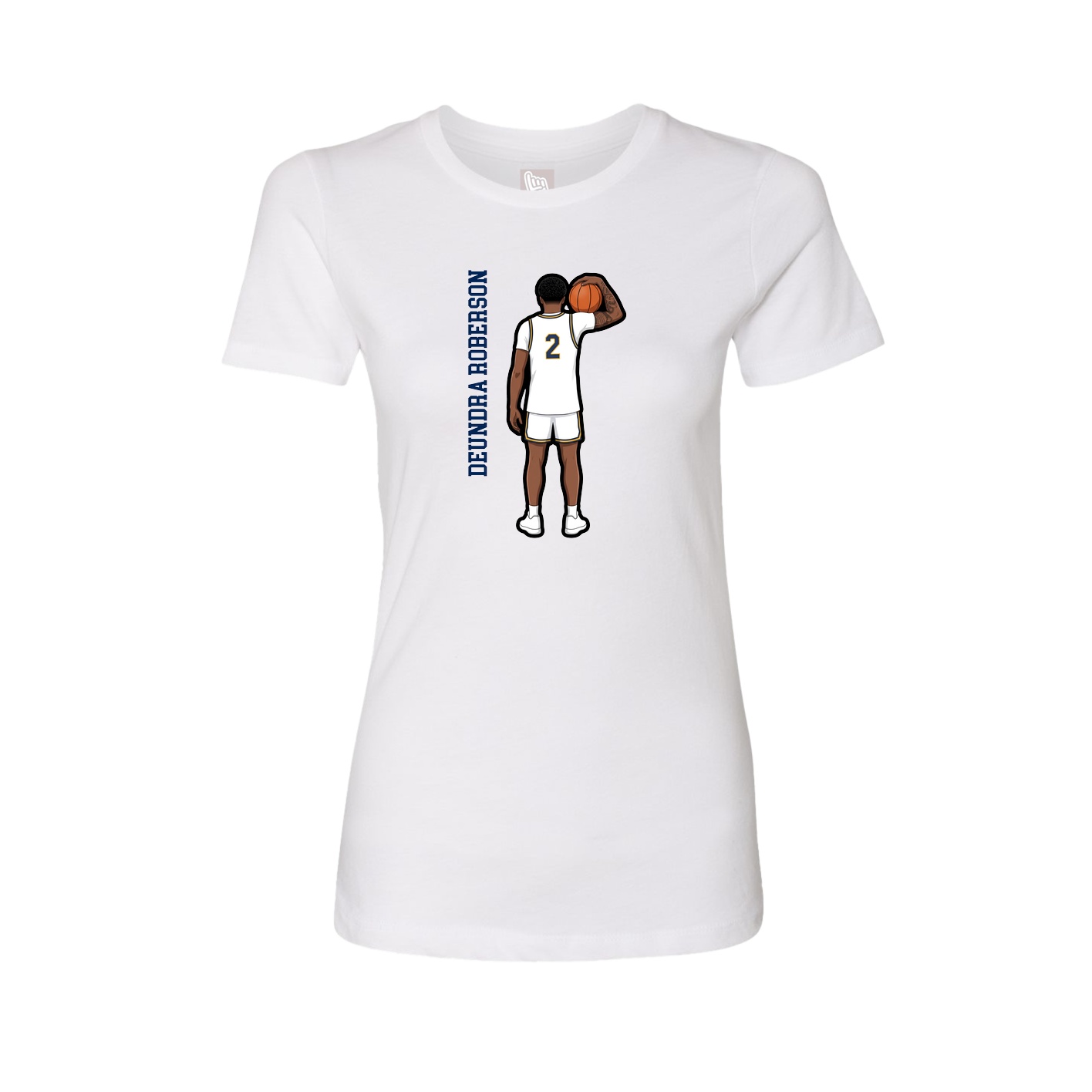 Womens Tee — Name Vertical in White