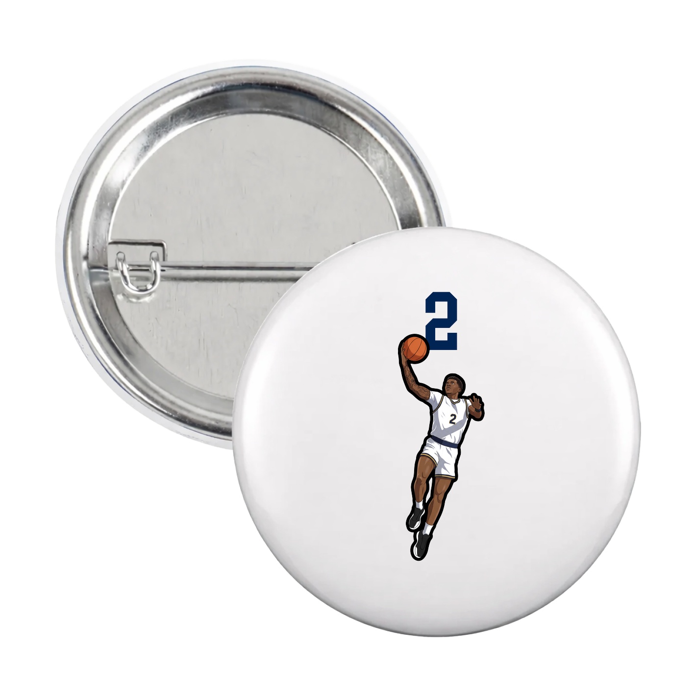 Game Day Button — Number Top in White