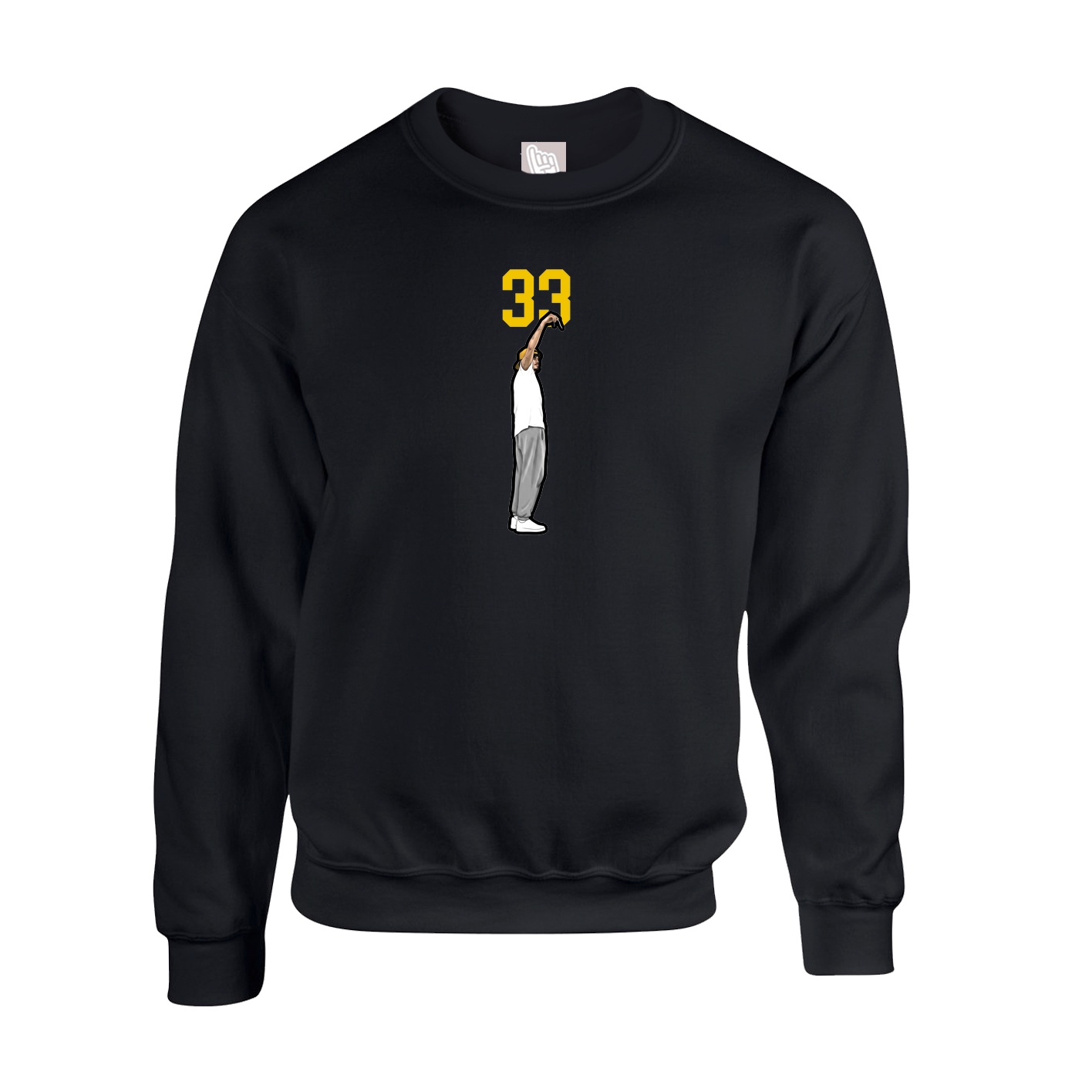 Fleece Crew — Number Top in Black