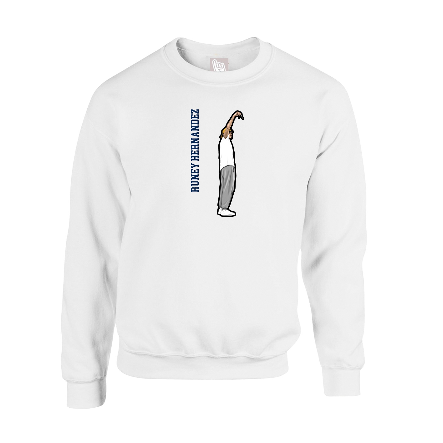 Fleece Crew — Name Vertical in White