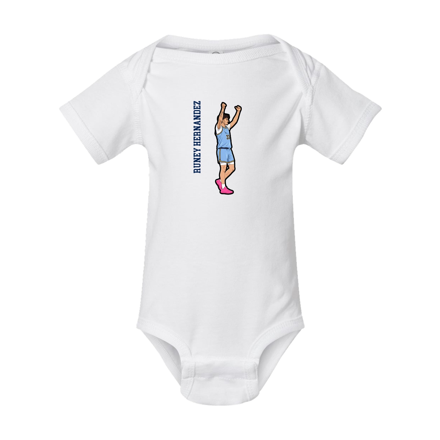 Baby Onesie — Name Vertical in White
