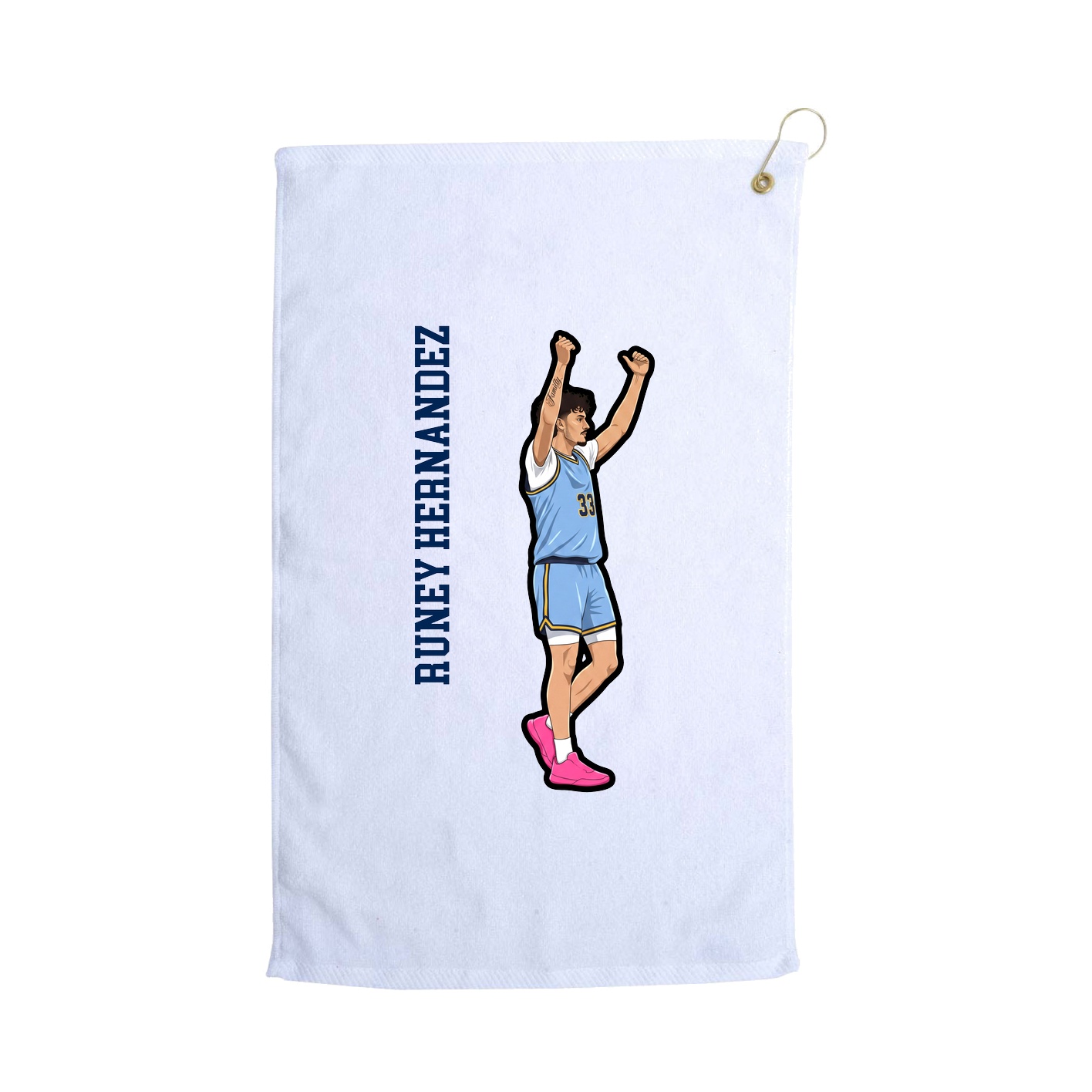 Golf Towel — Name Vertical in White