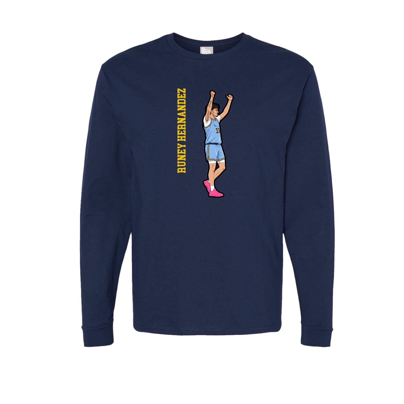 Long Sleeve Tee — Name Vertical in Navy