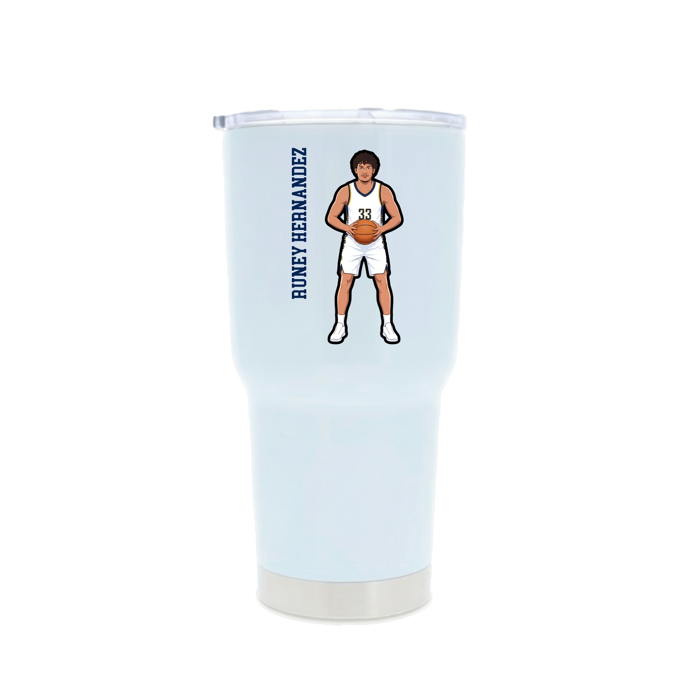 30oz Stainless Steel Tumbler — Name Vertical in White