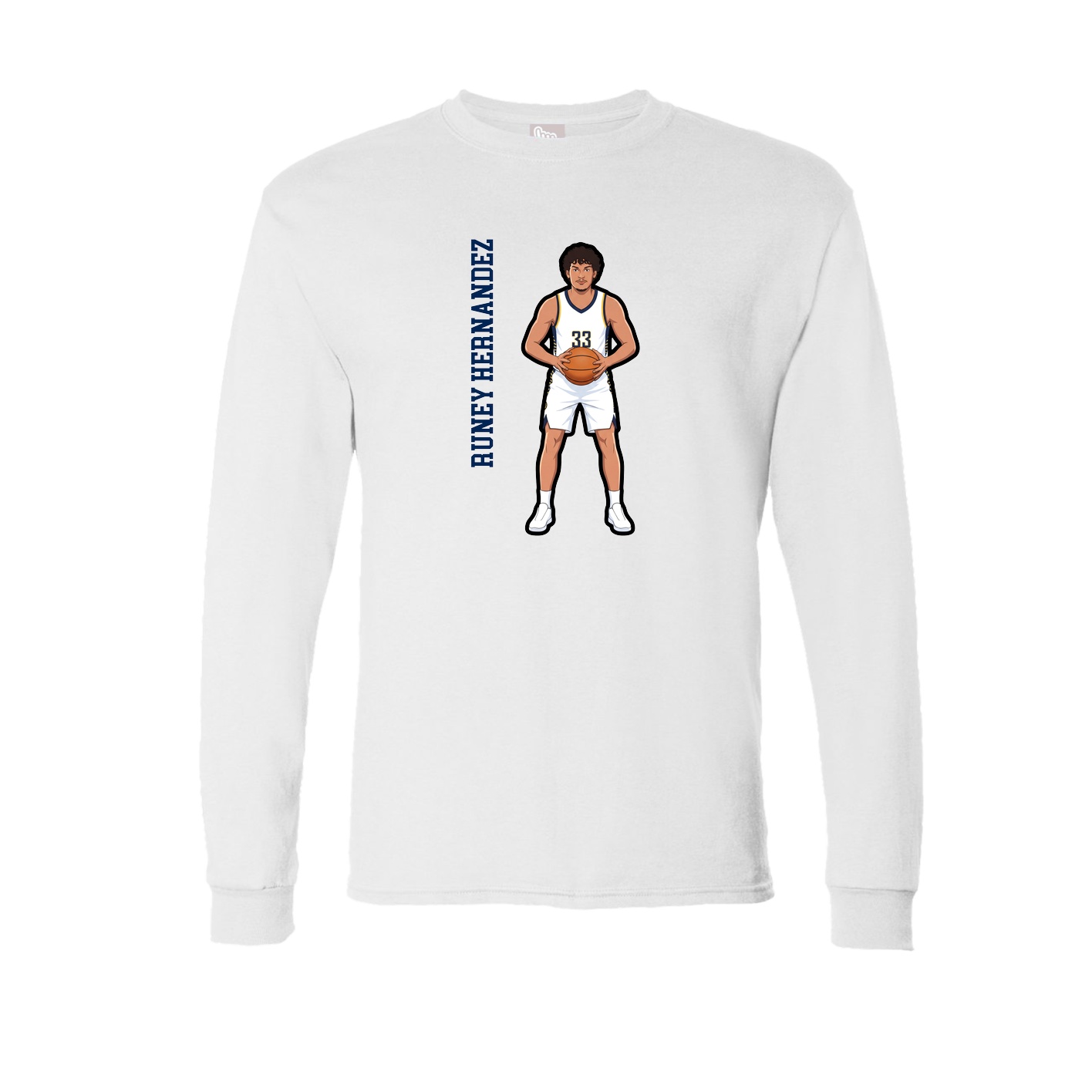 Long Sleeve Tee — Name Vertical in White