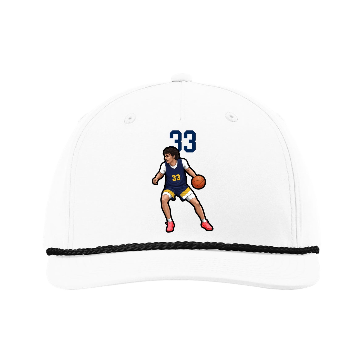 Five-Panel Classic Rope Cap — Number Top in White