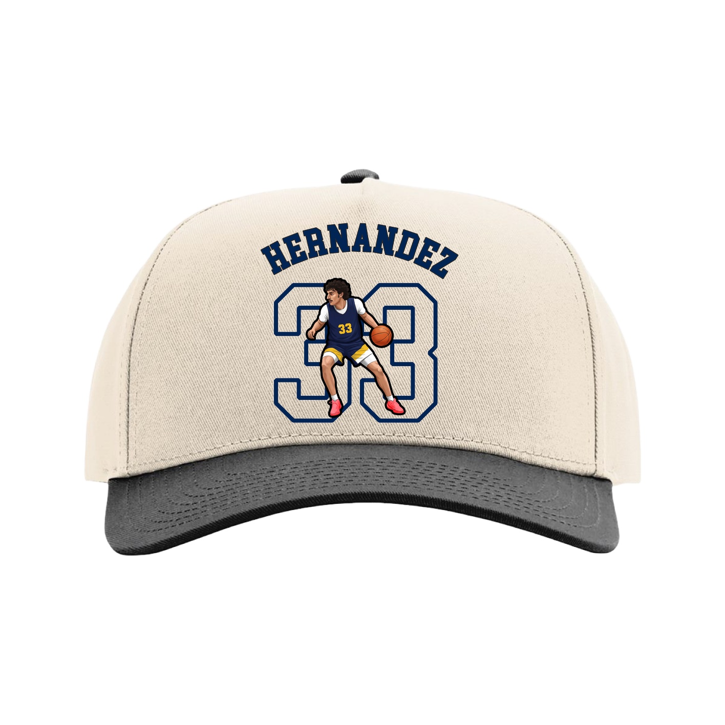Full Fabric Five-Panel Champ Cap — Shirsey Arch in Cream/Black