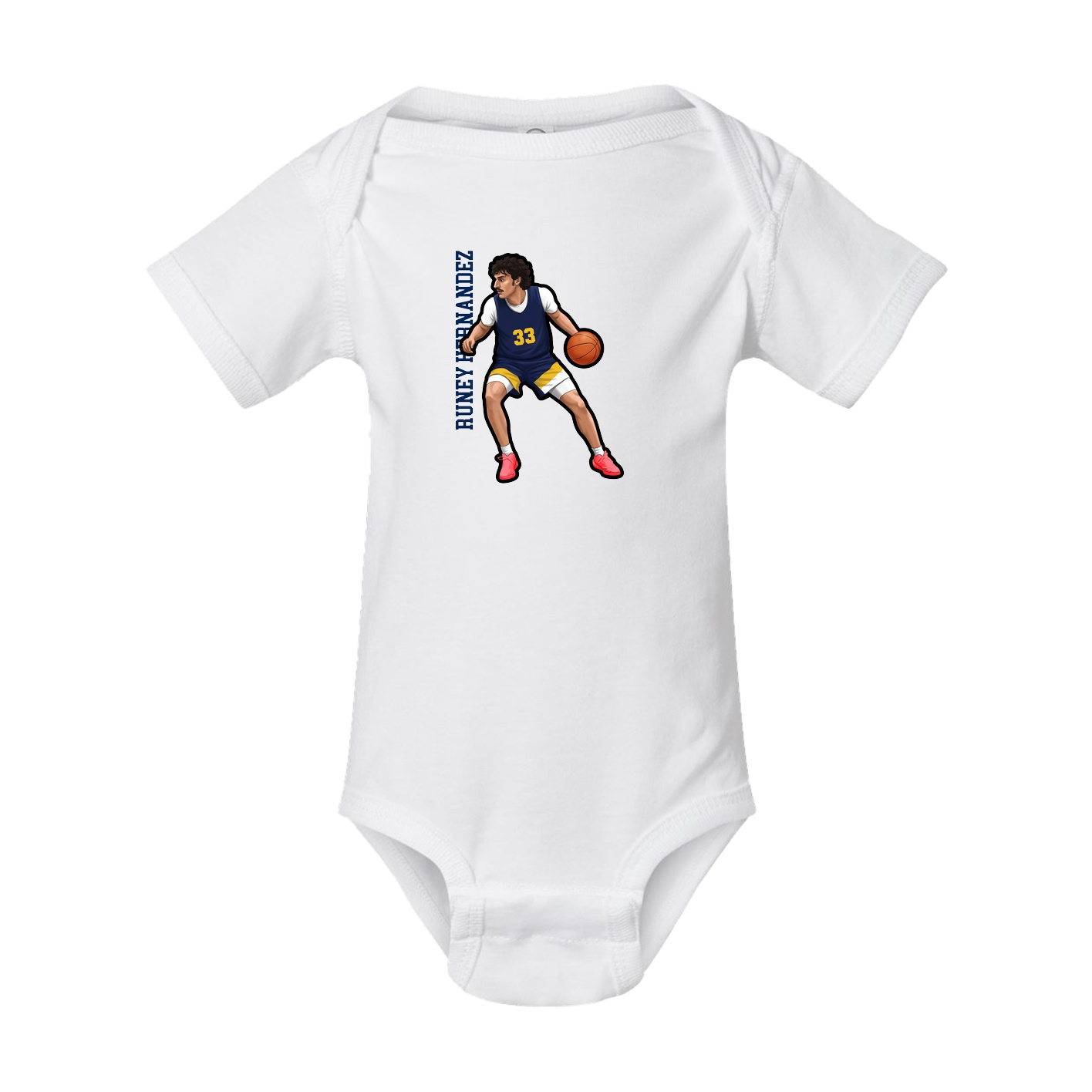 Baby Onesie — Name Vertical in White