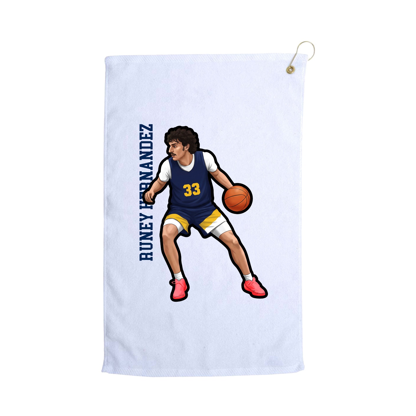 Golf Towel — Name Vertical in White