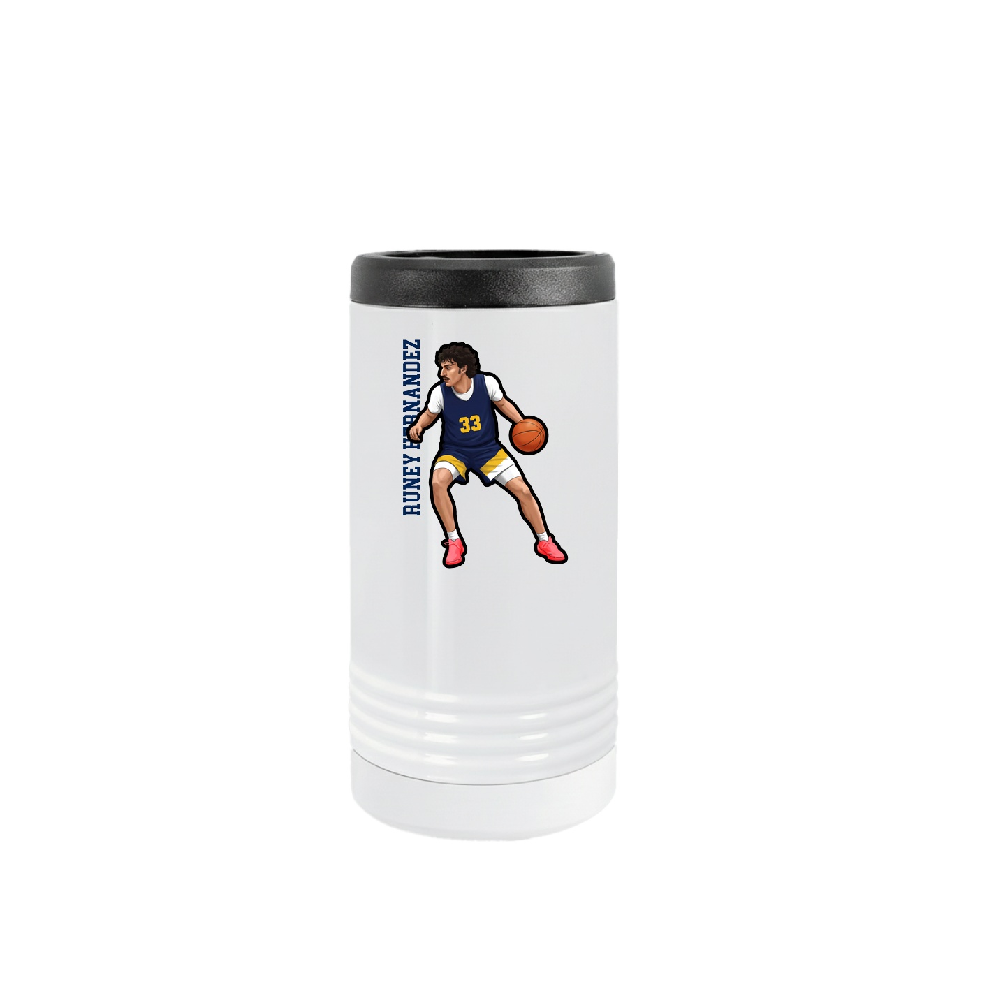Slim Beverage Holder — Name Vertical in White